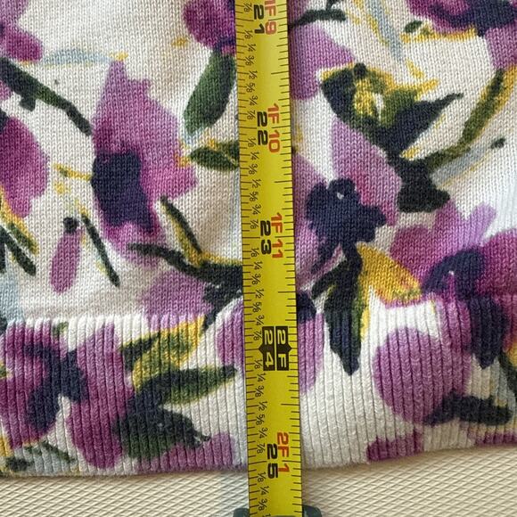Lands End 100%  Floral Crew Neck Pullover Sweater Large (12-14) - Picture 6 of 7